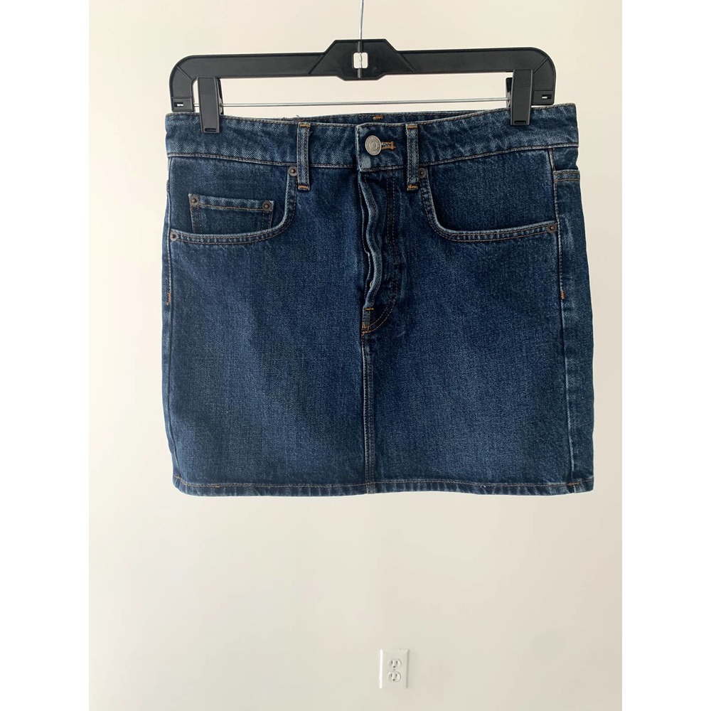 Balenciaga 5-Pockets Jeans Denim Straight Mini Skirt Deep Blue IT 34/Small